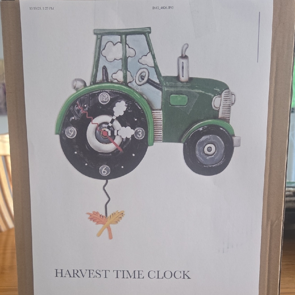 Harvest Time Green Tractor Wall Clock